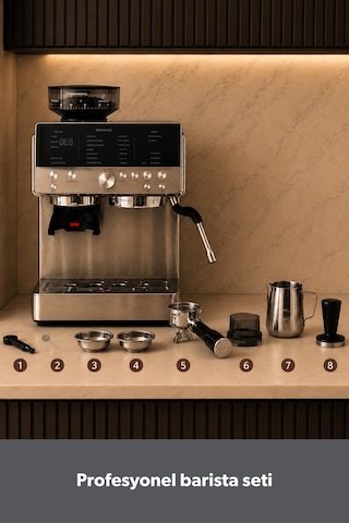 Homend Latteprimo Barista Tipi Çekirdek Öğütücülü Espresso Makinesi, 20 Sıcak ve Soğuk İçecek