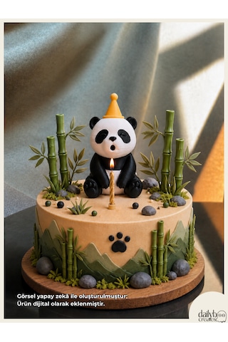Mum Üfleyen Panda Pasta Süsü-doğum Günü,parti,pasta Süsleme-figür Oyuncak 0 - 20