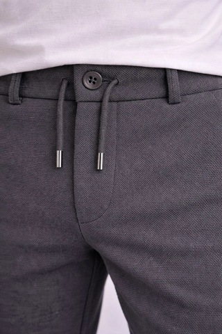 Wear Vexel Erkek Diagonel Mikro Dokulu Duble Paça Cepli Pantolon, Modern Kesim - Füme Çok Renkli