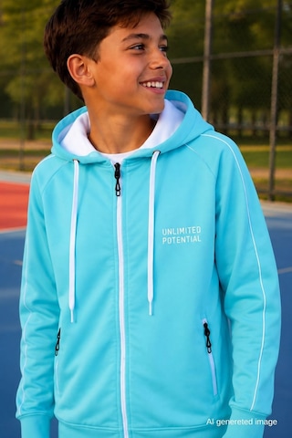 Pina Kids Erkek Çocuk Scuba Unlimited Çift Şeritli Kapüşonlu Reglan Kol Dalgıç Kumaş Eşofman Takımı Esf7024 Su Yeşili