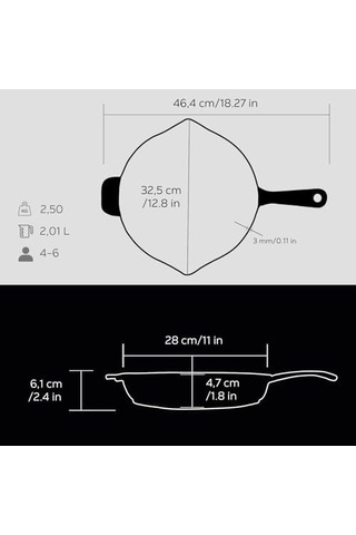 Döküm Yuvarlak Izgara Tava, Metal Kulplu, Konkav Taban, 28 Cm Açık Bakır