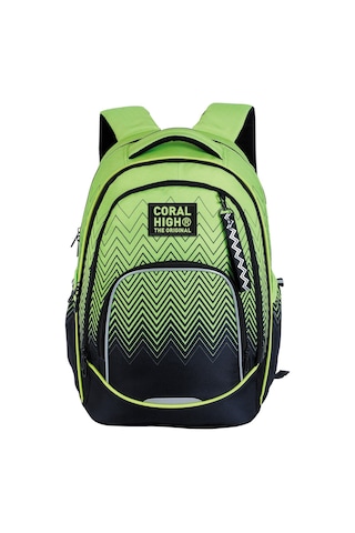 Coral High Yeşil Siyah Desenli Okul Sırt Çantası 24460