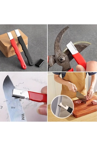 Büro Ev Ofis Mutfağı İçin Koruyucu Kapaklı Bileyici Makas Bıçak Bileme Aparatı