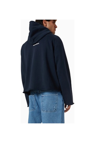 About Blank Monogram Cut Off Hoodie Premium Kesik Form Erkek Hoodie Lacivert