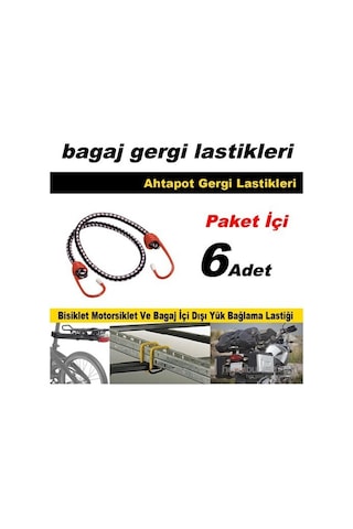Kancalı Çok Amaçlı Bagaj Yük Bağlama Lastiği 6 Adet 41183x Kancalı Çok Amaçlı Bagaj Yük Bağlama Lastiği 6 Adet 41183x