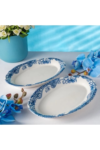 Fecra Vintage Blue 2'li Kayık Tabak