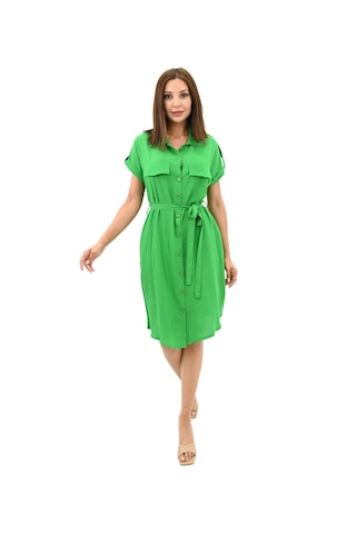 Koza Butik Kadın Gömlek Yaka Kuşak Detaylı Elbise 5240-25 001