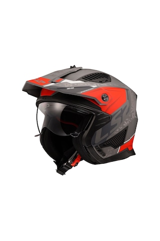 Ls2 Drifter Devor Kask Mat Gri-titanyum-kırmızı Mat Gri - Titanyum