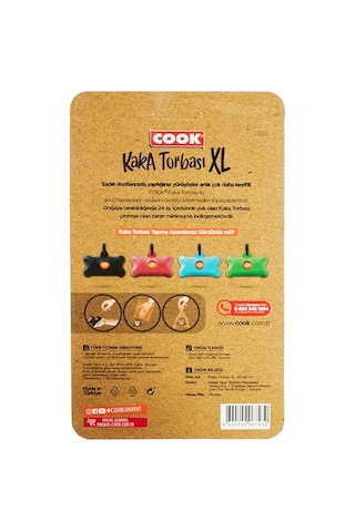 Cook Kaka Torbası, Büyük Boy, 4 Rulo X 30 Torba, 120 Adet, Kavun Kokulu, Turuncu