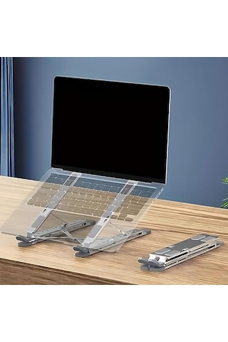 Tr Ayarlanabilir Laptop Standı 7 Kademeli, Ergonomik, Kaymaz Silikon Destekli, Taşınabilir Dizüstü Bilgisayar V