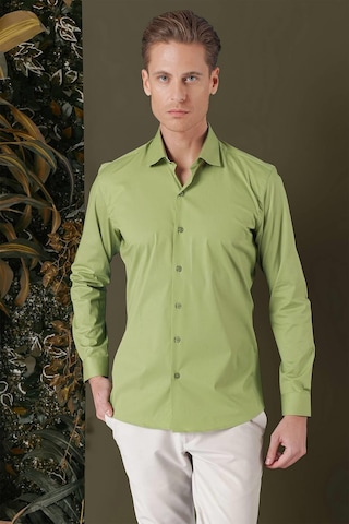 Efor Gk 709 Slim Fit Açık Yeşil Klasik Gömlek Yeşil