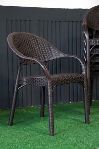 Alezy Bambu Rattan Kollu Koltuk 6 Adet Kahverengi