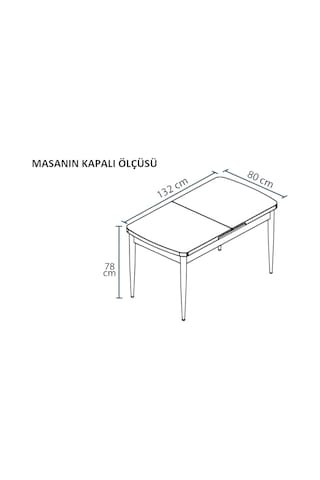 Milas Serisi 80 X 132 Açılabilen Ceviz Desen Mdf Mutfak Masası, Yemek Masası Metal Ayak Ceviz