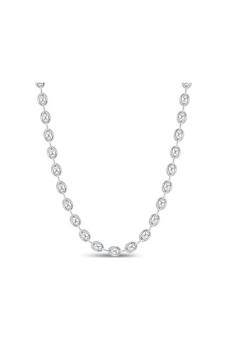 925 Ayar Gümüş Unisex Gemici Kahve Çekirdeği Model Zincir Kolye 6 Mm