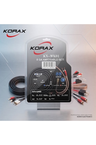 Korax Kx-wk01 8 Ga Oto Amfi Kablo Seti Amplifikatör Bağlantı Kiti 80a Sigortalı
