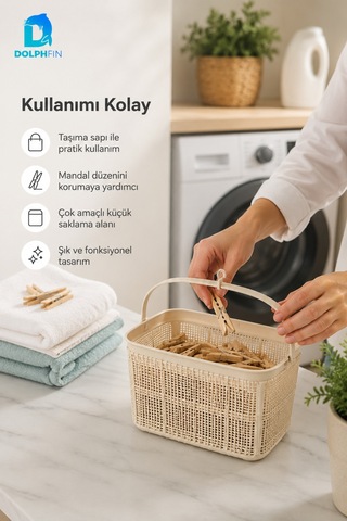 Jute Mandal Sepeti 3 L Çok Amaçlı Çamaşır Oyuncak Saklama Taşıma Sepeti Çok Renkli