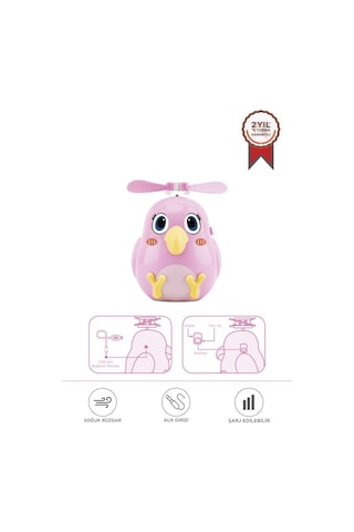 Torima F-31 Pembe El Tipi Mini Fan Vantilatör Sevimli Kuş Figürlü Taşınabilir Mini Fan