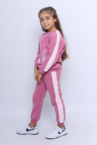 Kız Çocuk 3 İplik Eşofman Takımı Barbie Baskılı C22 LİLA