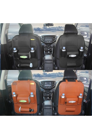 Pu Deri Araba Koltuğu Arkası Düzenleyici Arka Koltuk Saklama Kutusu Kahve