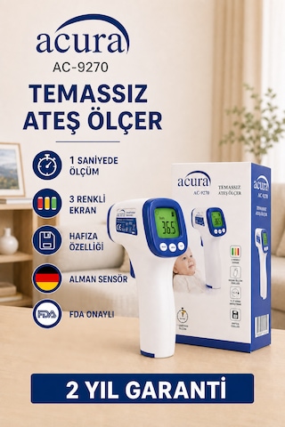 Acura Ac-9270 Yeni Tasarım Fda Onaylı, Alman Sensörlü Temassız Ateş Ölçer