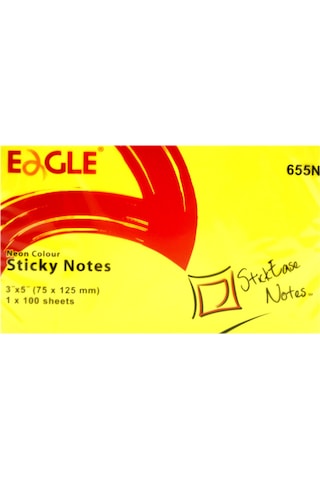 Eagle 75 X 125 MM Neon Yapışkanlı Not Kağıdı 100 Yaprak Sarı 655N