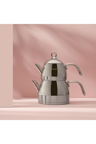 Hisar Orion İndüksiyon Tabanlı Midi Çelik Çaydanlık Inox