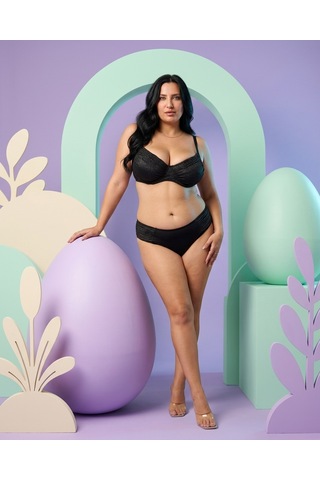 Büyük Beden Balenli Toparlayıcı Simli Ayarlanabilir Askılı Kadın Bikini Takımı Siyah