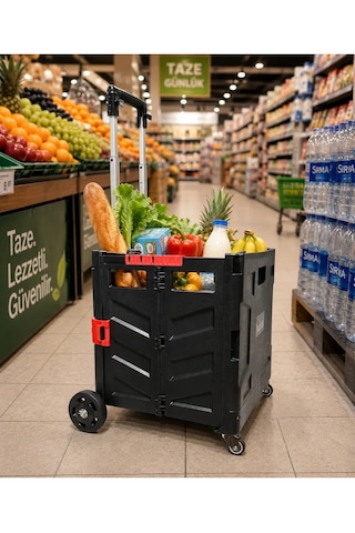 Katlanabilir Yükseklik Ayarlı Paket Taşıma Arabası D350 - Market Ve Pazar Alışveriş Arabası