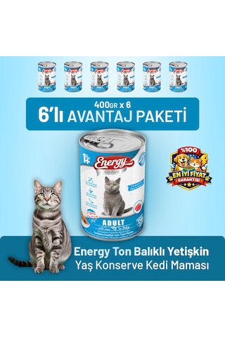 Energy Ton Balıklı Yetişkin Yaş Kedi Maması 400 G - 6 Adet