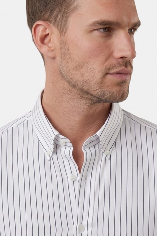 Deep Sea Deepsea Beyaz Slim Fit Çizgili Kolay Ütülenebilir Erkek Gömlek Modern Şık Yeni Sezon Gömlek 2602001