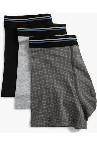Koton 3'Lü Boxer Seti Ekoseli Pamuklu Gri Desenli 3Slm90039Mk 3Slm90039Mk9D1 Gri