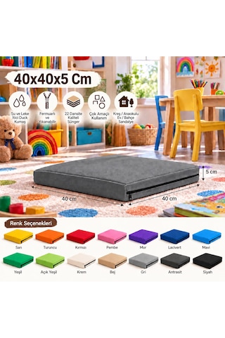 40x40x5 Cm Kare Minder - Sandalye Minderi - Kreş Anaokulu Oyun Aktivite Minderi - Bahçe Dekor Minderi Antrasit