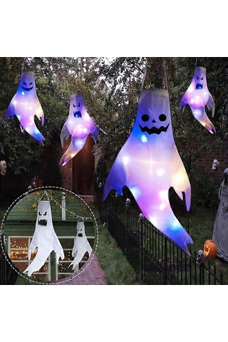Cadılar Bayramı Partisi Ev Dekorasyonu Dış Mekan Aydınlatma Asılı Yaratıcı Led Cadılar Bayramı Süsleri Işıklı Hayalet Asılı Işık Aksesuarları S10 S Lambalı Çok Renkli