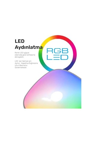 Rgb Renkli Aromaterapi Difüzör Ve Ultrasonik Hava Nemlendirici Buhar Makinesi Siyah, 400ml