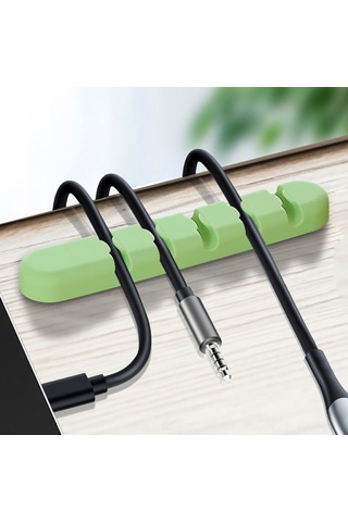 Neevoyu Silikon Masa Kablolu Düzenleyici 5 Yuva - Usb Veri Kablosu Sabitleyici Ofis Ev Araç Kablosu Yöneticisi Siyah