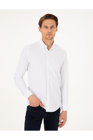 Pierre Cardin Erkek İndigo Gömlek Desenli 50292262-vr028 İndigo