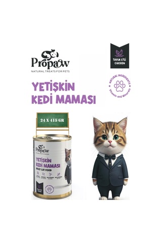 Propaw Tavuk Parça Etli Jöleli Premium Tahılsız Yetişkin Kedi Maması 24 x 415 G