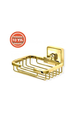 Çelik Banyo Paslanmaz Pirinç Montajlı Tel Sabunluk Kumru Altın 10 Yıl Garantili Gold