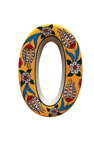 Seramik Kapı Adres Numaraları (0-9) Sarı Lale Desen