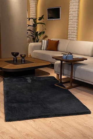 Apex Polo 8706 Antrasit Peluş Düz Şekilli Halı Antrasit