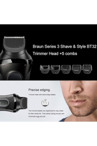 Braun Series 3 İçin Elektrikli Tıraş Makinesi Sakal Düzeltme Başlığı, 1 Adet Sakal