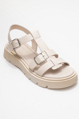 Luvishoes Melvın Ekru Hakiki Deri Kadın Sandalet Ekru