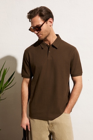 Grımelange Mınnutu Erkek Organik Pamuklu Polo Yakalı Regular Fit Kahverengi T-shirt