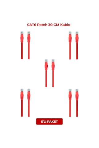 S-lınk Sl-cat6030re Cat6 Patch 30cm Kablo Kırmızı 5li Paket