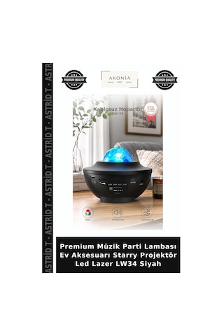 Premium Müzik Parti Lambası Ev Aksesuarı Starry Projektör Led Lazer Lw34 Siyah