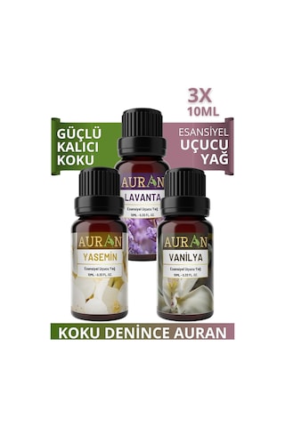 AURAN Lavanta, Yasemin, Vanilya Saf Uçucu Yağ Buhurdanlık 3 X10ML