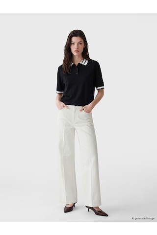 Lcw Comfort Ekru Wideleg Kadın Jean Pantolon