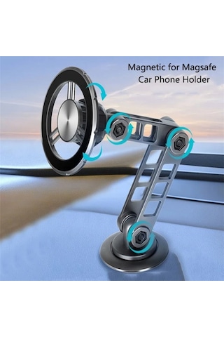 G198 Ayarlanabilir Robotik Kol Cep Telefonu Standı Araba Pano Ön Cam Manyetik Telefon Tutucu Gümüş