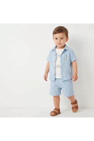 Veraura Lifestyle 6/24 Ay Atletli Müslin Kumaş 3 Parça Bebek Takımı Mavi
