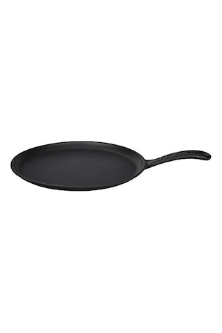 Lava Döküm Krep / Pizza / Pancake Tavası, Yuvarlak, Metal Saplı, 26cm, Siyah